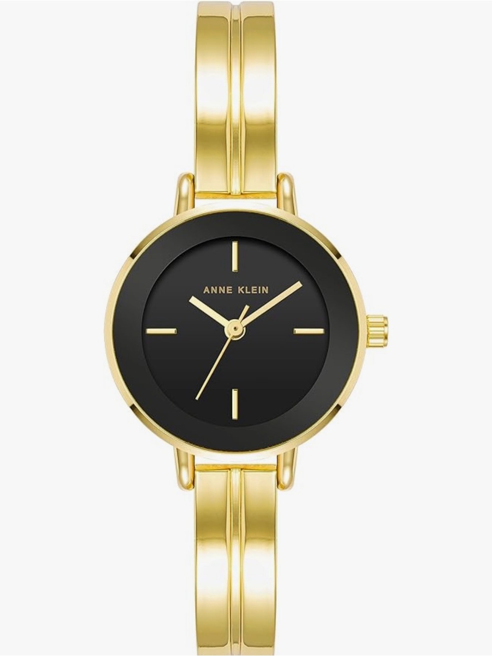 Anne Klein Gold and Black Slim Bangle Watch
